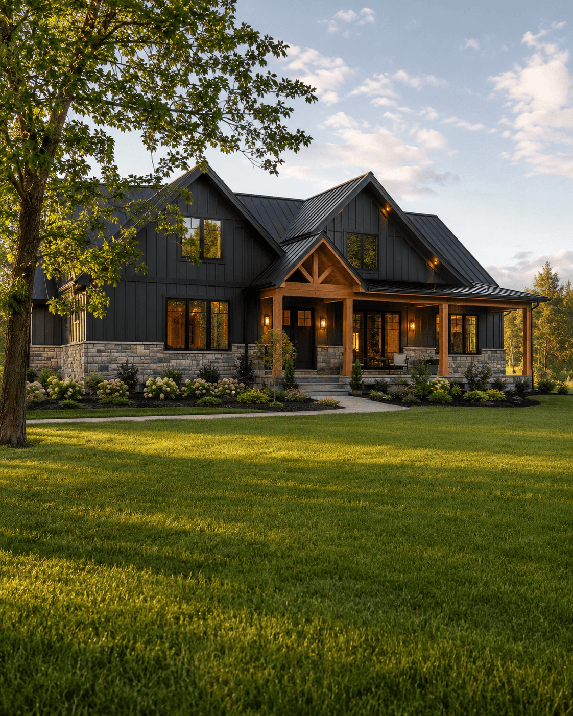Finished custom home exterior