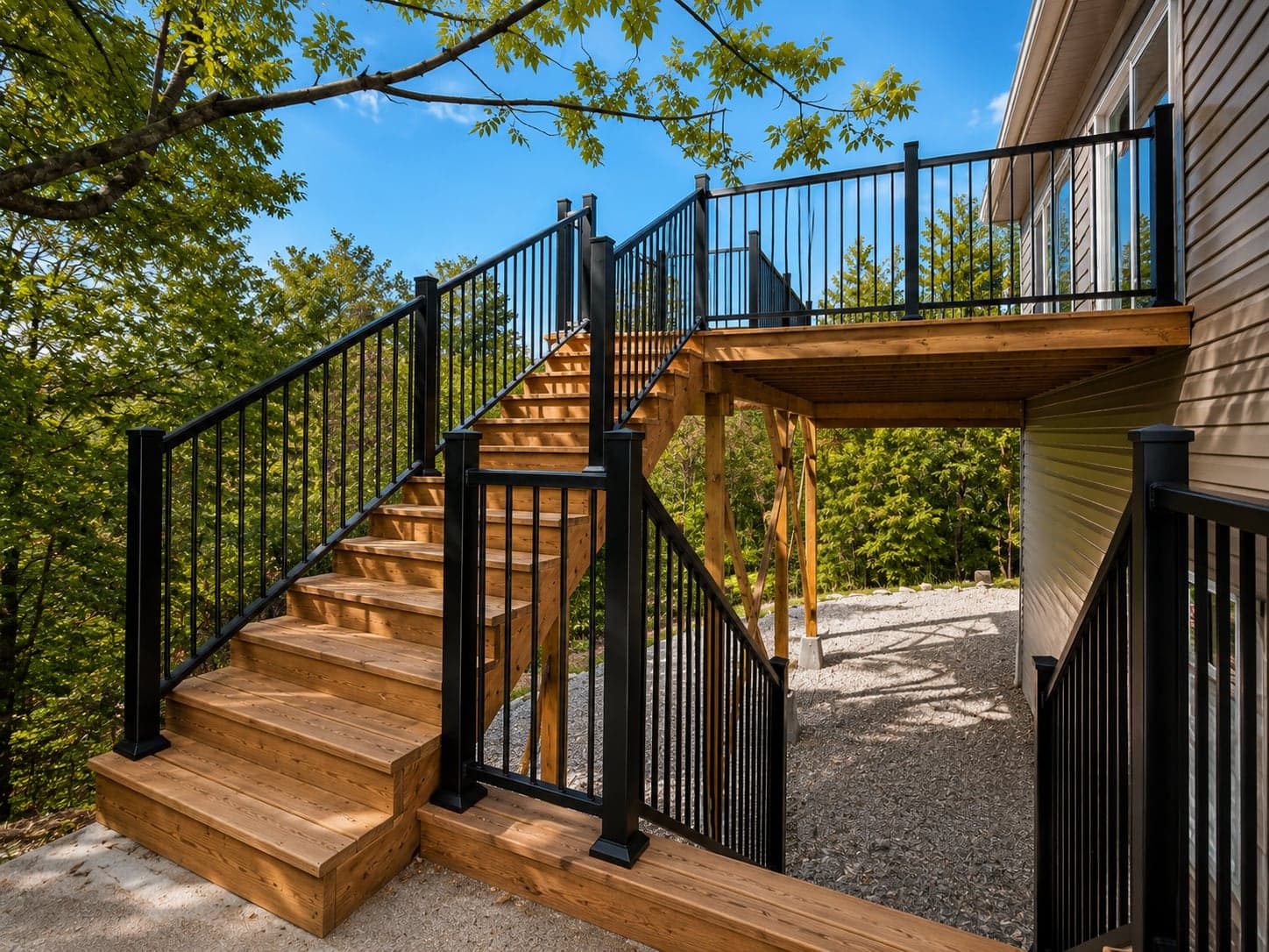 Wood staircase and finish carpentry detail